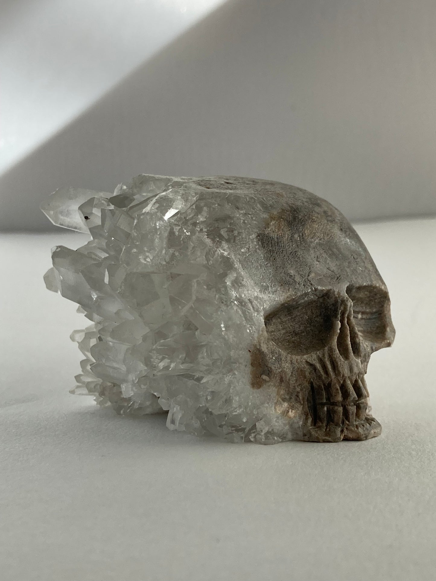 SPARROW quartz crystal skull, small 2-3 inches, unique home decor, office desk decor, gothic home accents, trendy gift for him or her, statement piece for desk or office, crystal decor