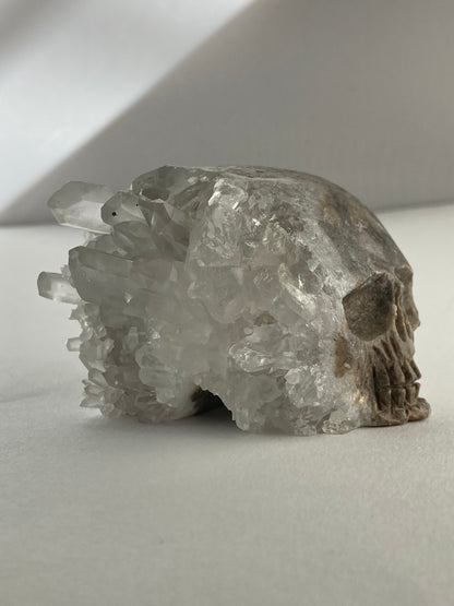 SPARROW quartz crystal skull, small 2-3 inches, unique home decor, office desk decor, gothic home accents, trendy gift for him or her, statement piece for desk or office, crystal decor