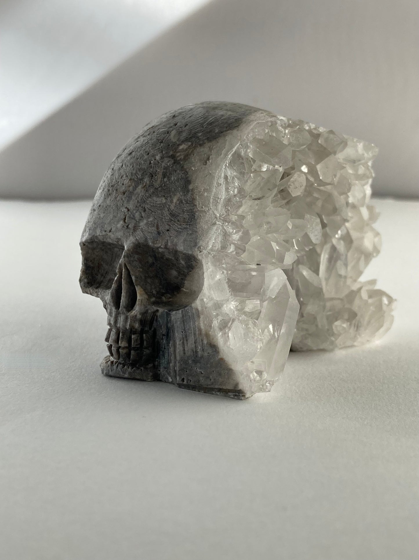 SPARROW quartz crystal skull, small 2-3 inches, unique home decor, office desk decor, gothic home accents, trendy gift for him or her, statement piece for desk or office, crystal decor