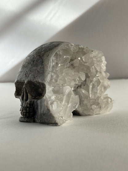 SPARROW quartz crystal skull, small 2-3 inches, unique home decor, office desk decor, gothic home accents, trendy gift for him or her, statement piece for desk or office, crystal decor