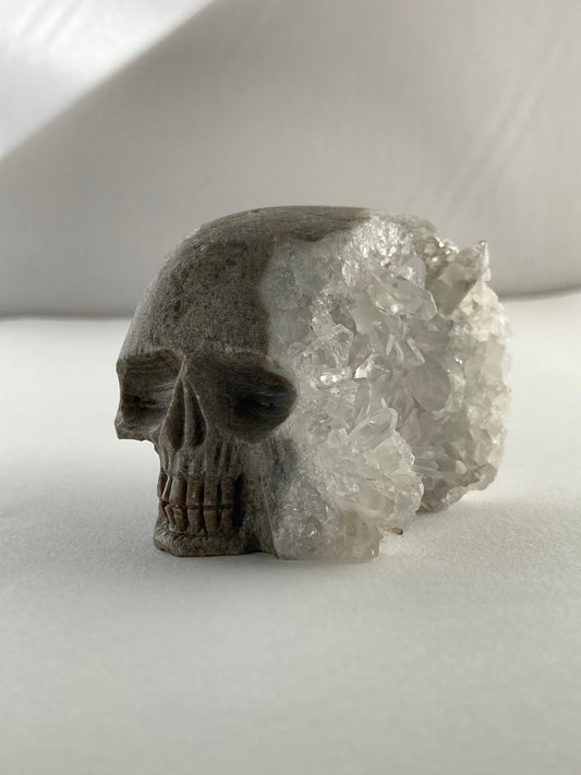 SPARROW quartz crystal skull, small 2-3 inches, unique home decor, office desk decor, gothic home accents, trendy gift for him or her, statement piece for desk or office, crystal decor