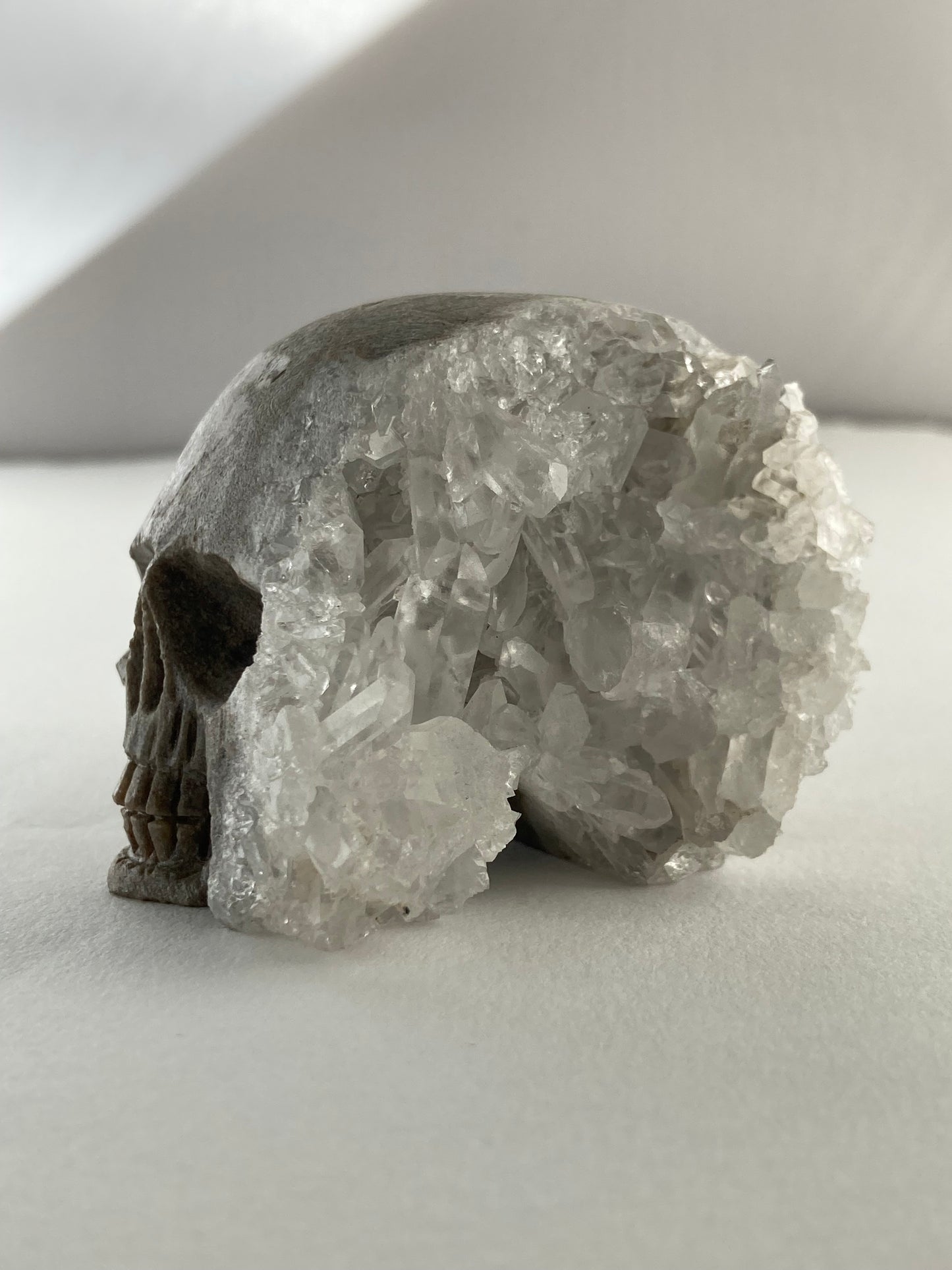 SPARROW quartz crystal skull, small 2-3 inches, unique home decor, office desk decor, gothic home accents, trendy gift for him or her, statement piece for desk or office, crystal decor