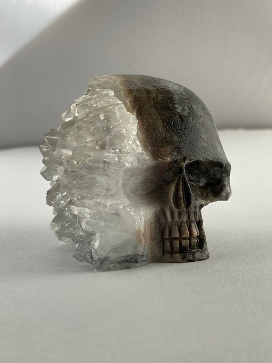 SPARROW quartz crystal skull, small 2-3 inches, unique home decor, office desk decor, gothic home accents, trendy gift for him or her, statement piece for desk or office, crystal decor