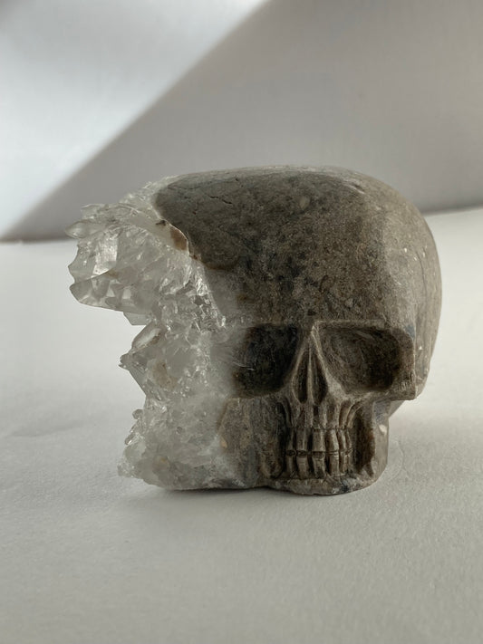 SPARROW quartz crystal skull, small 2-3 inches, unique home decor, office desk decor, gothic home accents, trendy gift for him or her, statement piece for desk or office, crystal decor