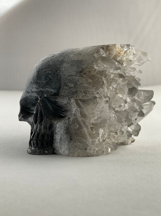 SPARROW quartz crystal skull, small 2-3 inches, unique home decor, office desk decor, gothic home accents, trendy gift for him or her, statement piece for desk or office, crystal decor