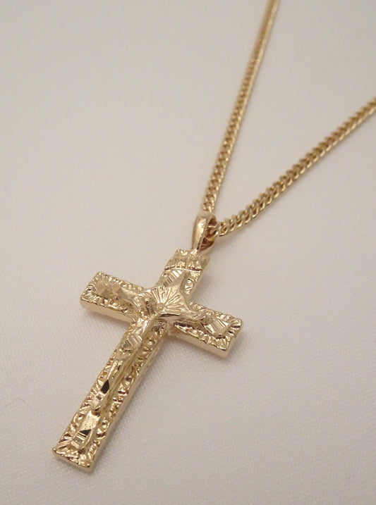 SPARROW unisex cross pendant necklace, gold or silver religious jewelry, Men's Necklace, Men's Gold Chain, Men's Silver Necklace, Christian fashion jewelry, faith-inspired spiritual accessory, meaningful gift for men and women