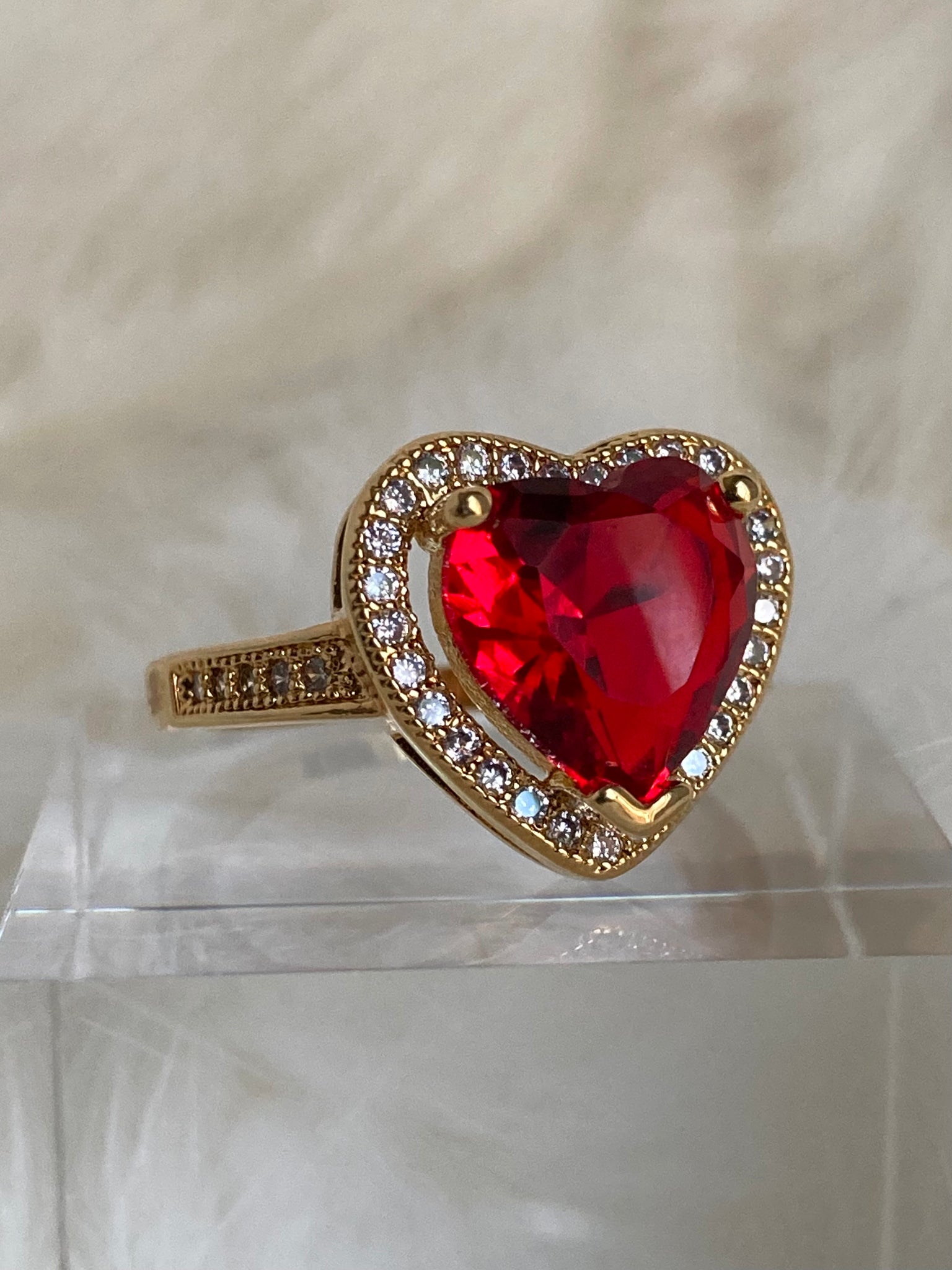 Order Surat Diamonds Diamond & Ruby Heart Ring online at lowest prices in  India from Giftcart.com